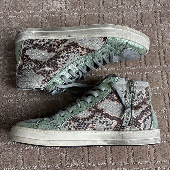 P448 Shoes - P448 Skate High Top Sneaker Womens 40 Snake Skin Metallic Glitter Side Zip *READ